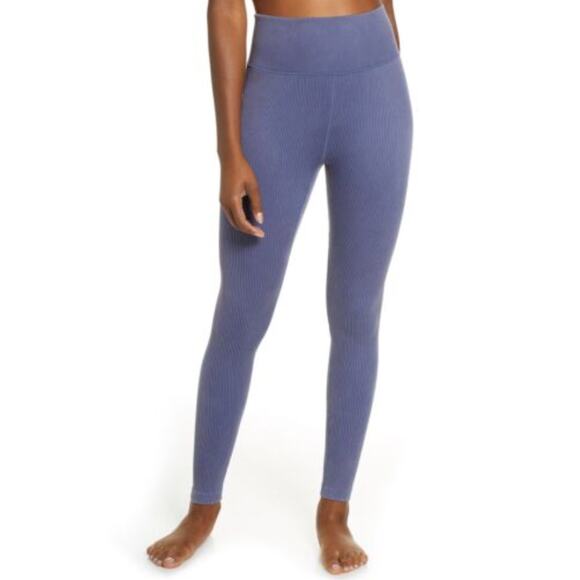 ZELLA High Waist Ribbed Seamless 7/8 Ankle Leggings Blue Granite M Medium - Picture 1 of 7